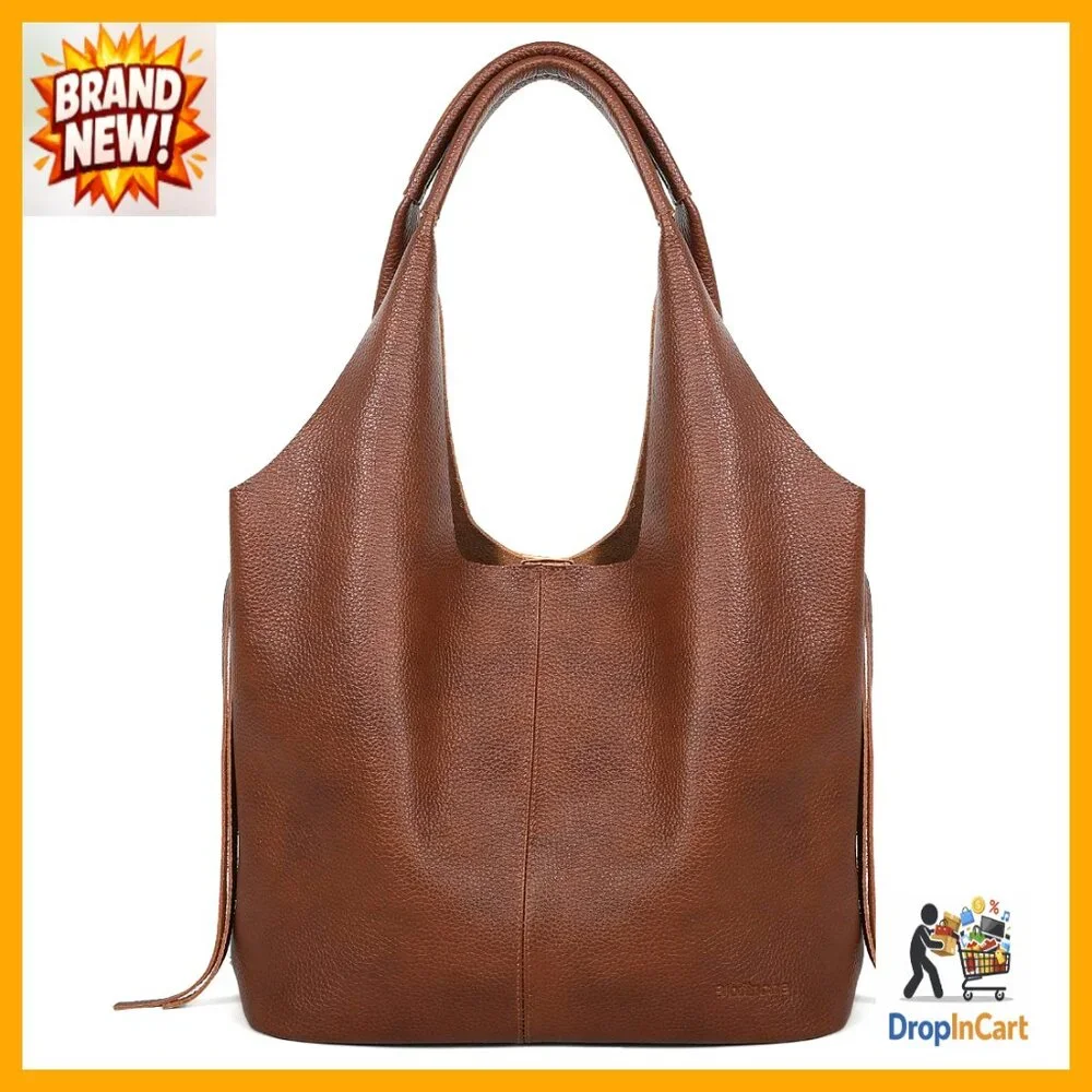 Genuine Leather Hobo Bag Oversized Slouchy Tote Purse Lightweight Spacious